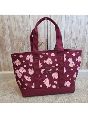 Women's Coach Maroon Pink Floral Canvas Tote Bag NWOT